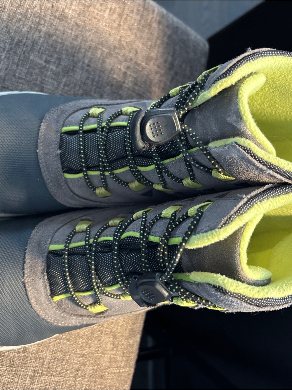 Keen Kids Gray and Lime Green Lace-Top Outdoor Boots